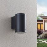Lucande utend⌀rs vegglampe Thomke, 1 lyskilde, antrasitt aluminium