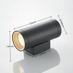 Lucande utend⌀rs vegglampe Thomke, 2 lyskilder, antrasitt, aluminium