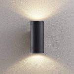 Lucande utend⌀rs vegglampe Thomke, 2 lyskilder, antrasitt, aluminium