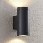 Lucande utend⌀rs vegglampe Thomke, 2 lyskilder, antrasitt, aluminium