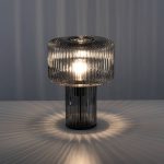 Paul Neuhaus Fungus bordlampe, r⌀ykfarget, glass, 34 cm