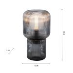 Paul Neuhaus Mashi bordlampe, r⌀ykgrå, glass, 27 cm, E27