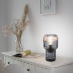 Paul Neuhaus Mashi bordlampe, r⌀ykgrå, glass, 27 cm, E27