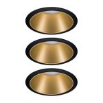 Paulmann Cole LED-spot, gull-svart, 3-pakning