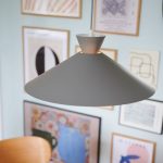 Pendellampe med skive og metallskjerm, grå, ⌀ 45 cm