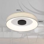 Smart LED-taklampe Terpsa, hvit/grå, ⌀ 46,8 cm, tekstil