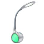 S⌀lvfarget bordlampe Paula med LED-lys