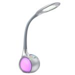 S⌀lvfarget bordlampe Paula med LED-lys