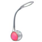 S⌀lvfarget bordlampe Paula med LED-lys