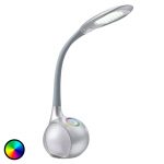 S⌀lvfarget bordlampe Paula med LED-lys