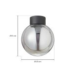 Taklampe Astro, kuleglass, r⌀ykgrå, ⌀ 25 cm