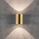 Utend⌀rs LED-vegglampe Canto 2, 10 cm, messing