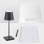 Zafferano Poldina mini bordlampe batteri IP65 grå