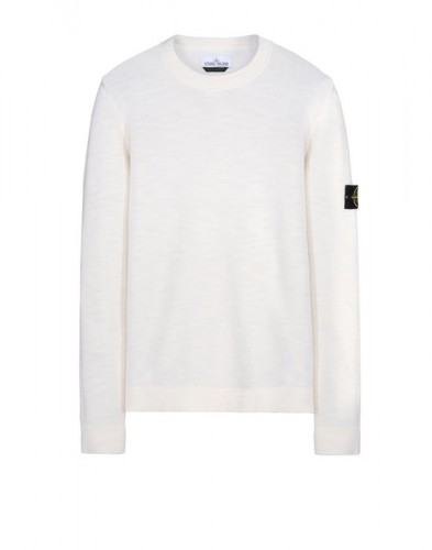 Stone Island hvid crewneck i 100% uld