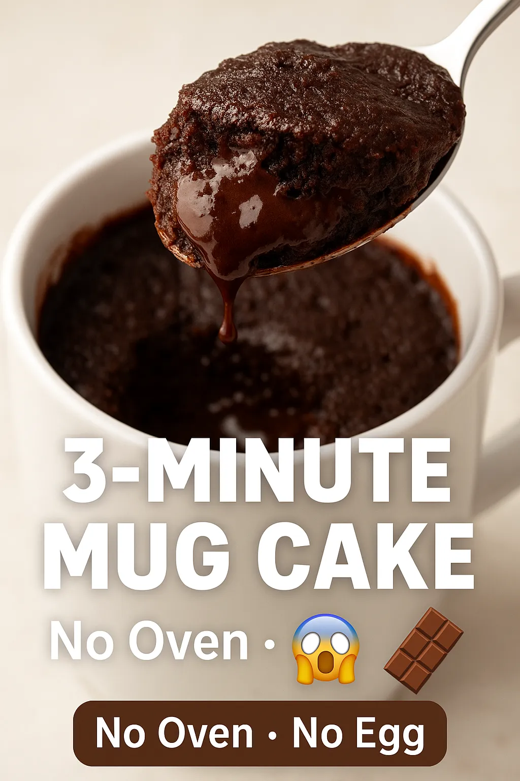 3-Mins Chocolate Mug Cake (No Oven, No Egg, Super Easy) 1 3 Minute Muge Cake Recipe