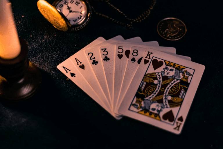 Deck of cards on a black table