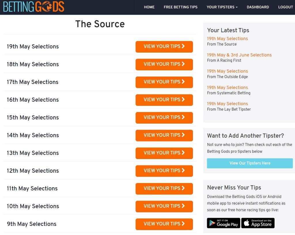 the source dashboard for tips