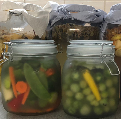 Jars of preserved vegetables