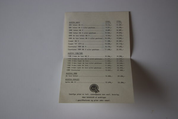 Austin 1968 prisliste/price list - Image 3