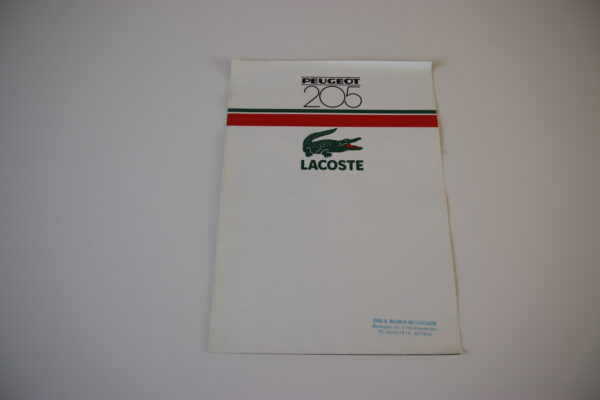 Peugeot 205 Lacoste brochure/sales brochure