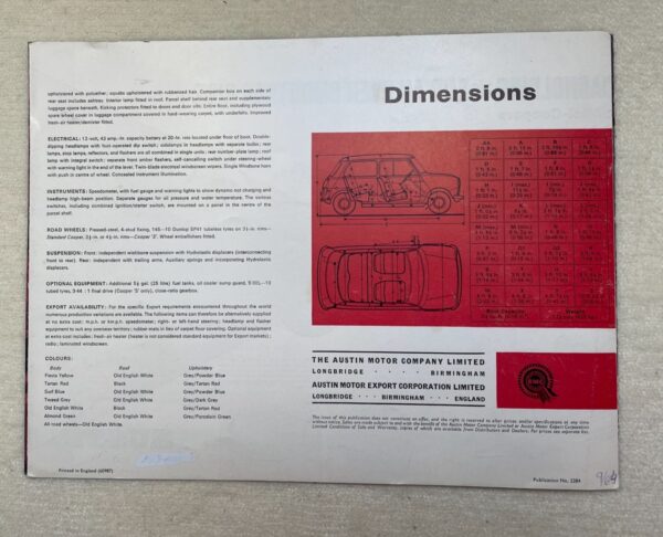 Austin Mini-Cooper 1964 brochure/sales brochure - Image 2