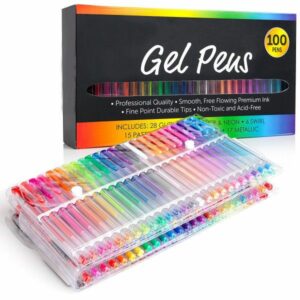 Gel pen sæt m. 100 forskellige pens.