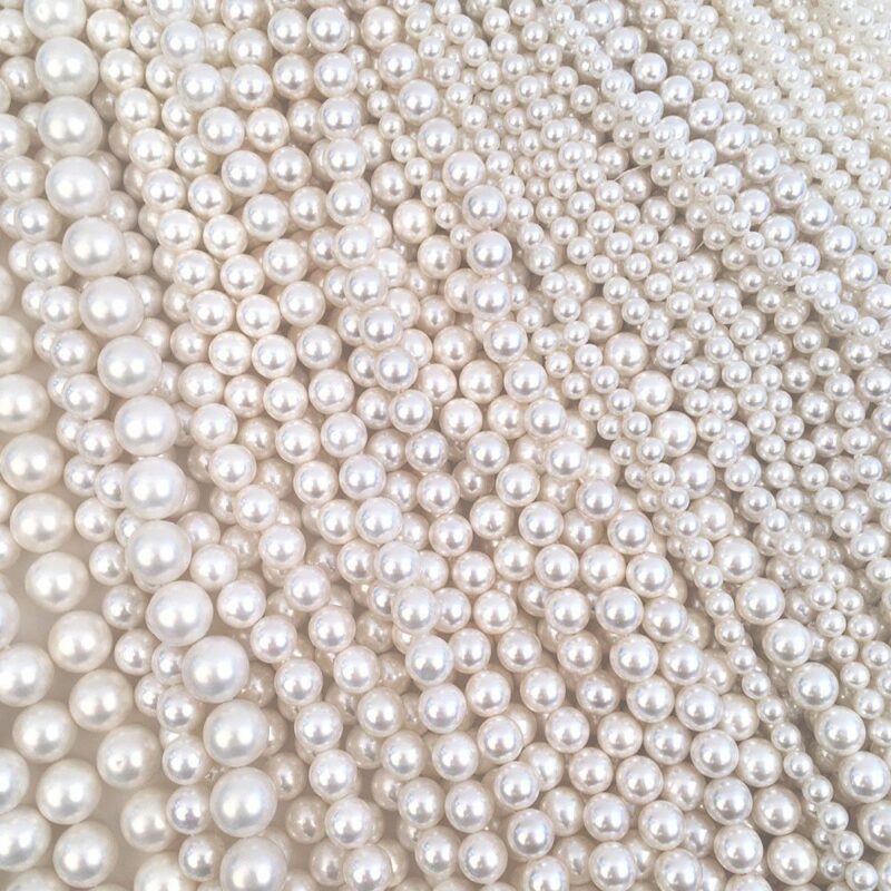 Perlemor - Shell perle, hvid, ca. dia. 10mm