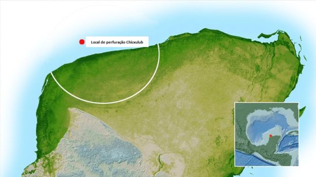 Local onde está a cratera conhecida como Chicxulub e é alvo das perfurações .