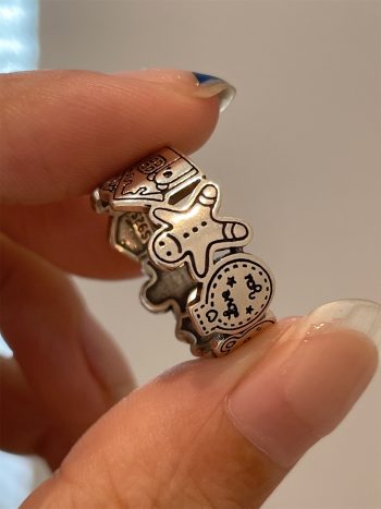 925 Sterling Silver Graffiti Opening Ring