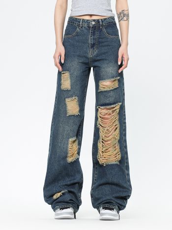 OREETA American Trendy Brand Broken Hole Jeans