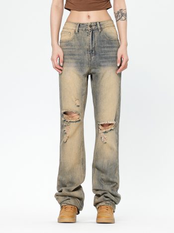 OREETA American Trendy Brand Broken Hole Jeans