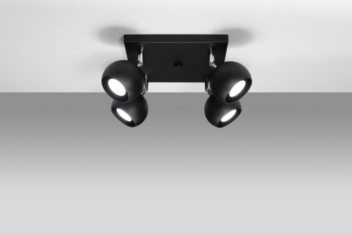 opbouw plafondlamp met 4 ronde spots OCULARE zwart - Afbeelding 3
