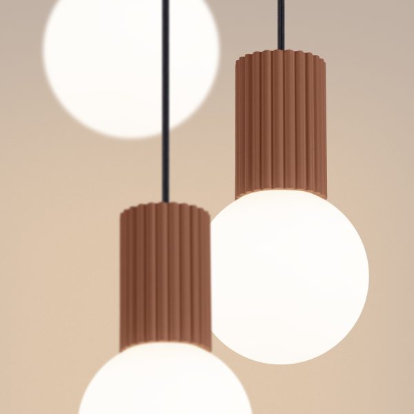 Hanglamp aan koord met glazen bollen HALO 3-lichts mokka - Afbeelding 4