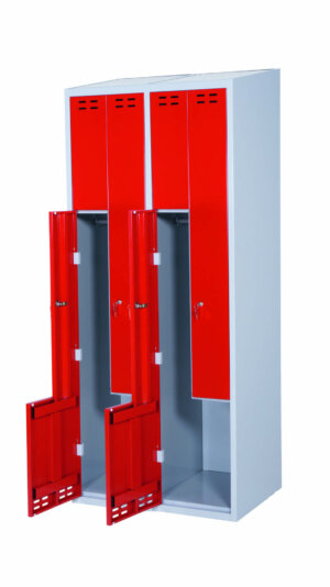 Klädskåp 2 sektioner 4 dörrar Z-modell-röd