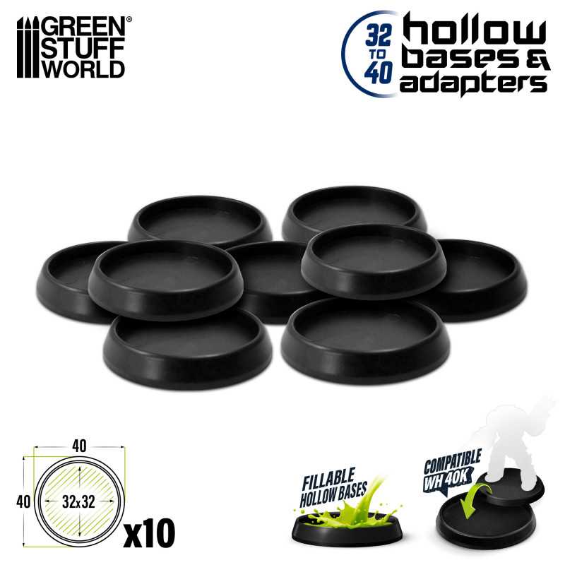 Plastic Bases 40mm Hollow Round Black