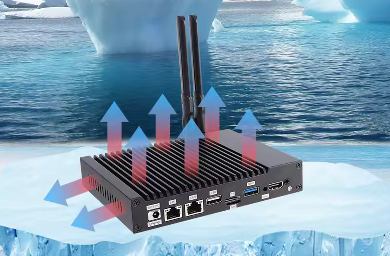 IntelliServer fanless cooling design with heat fins