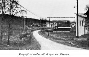 Vägen till Kimarp från Kågéns med text. (Gamla Trehörnavägen)