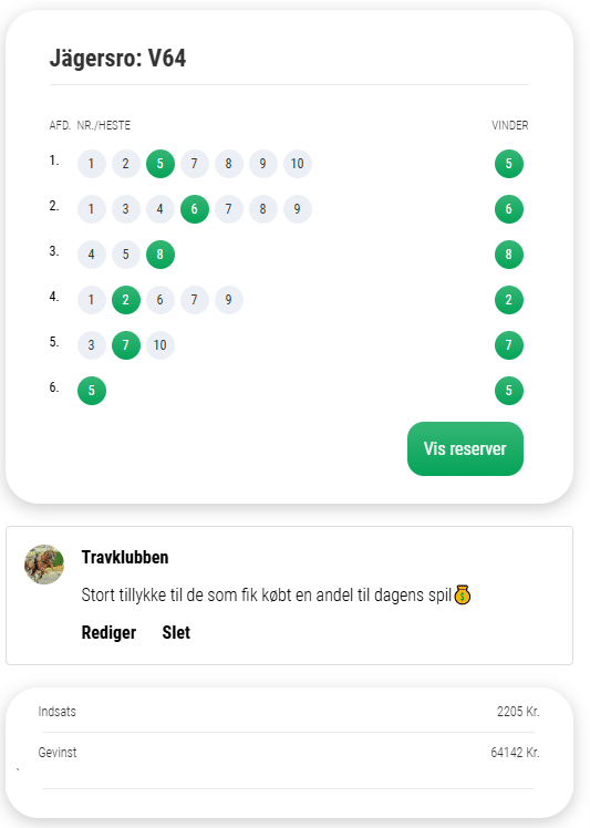 V64 gevinst