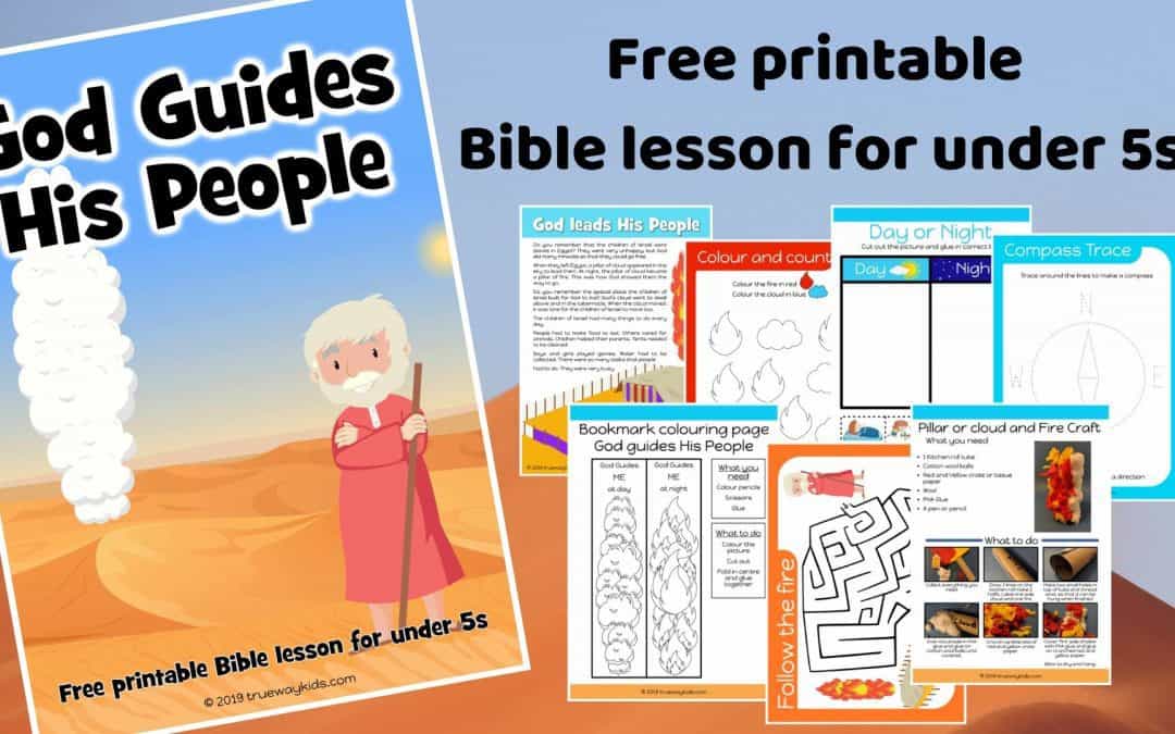 God guides his People preschool Bible lesson. Learn about the Pillar or cloud and of fire. Games, Crafts, Activities, songs, lesson, worksheets and more. Free printable lesson.