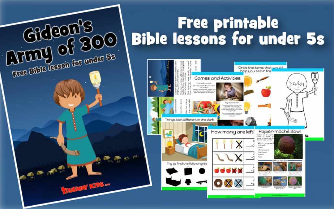 Front cover of Gideon Bible lesson and example worksheets and printables