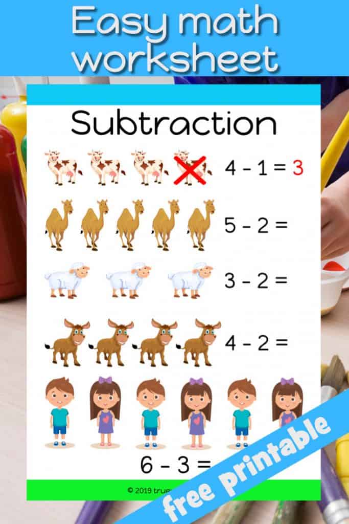 Easy math subtraction worksheet for preschool. Job Bible worksheet. Review things Job had and where taken away.