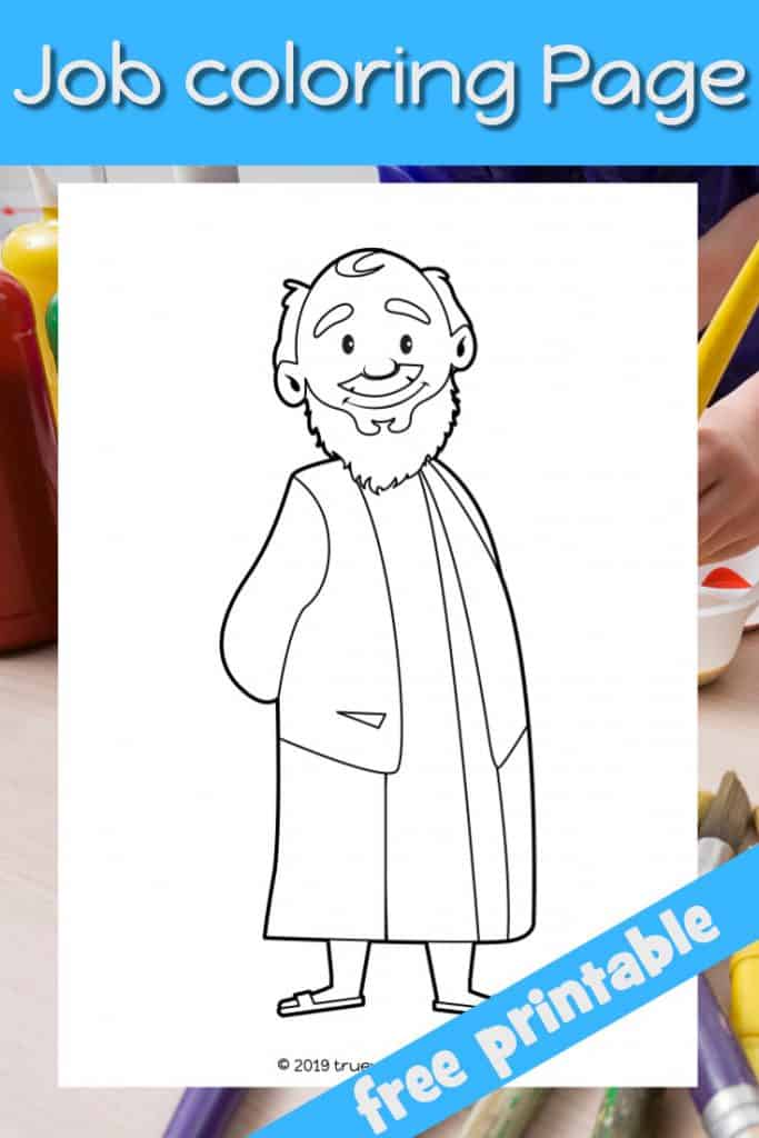 Job Bible coloring page. Man in Bible clothes. Free printable for kids.
