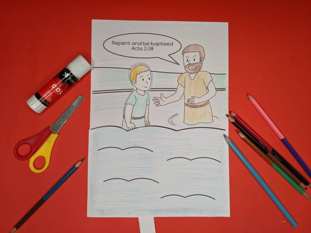Easy to make John the Baptist craft with free printable template. Move person up and down into the river Jordan.