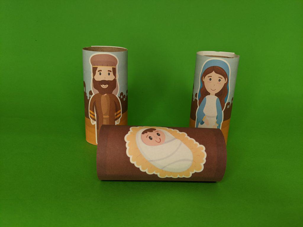 Nativity Character wraps for kids. Easy Christmas Bible craft. FREE printable included.