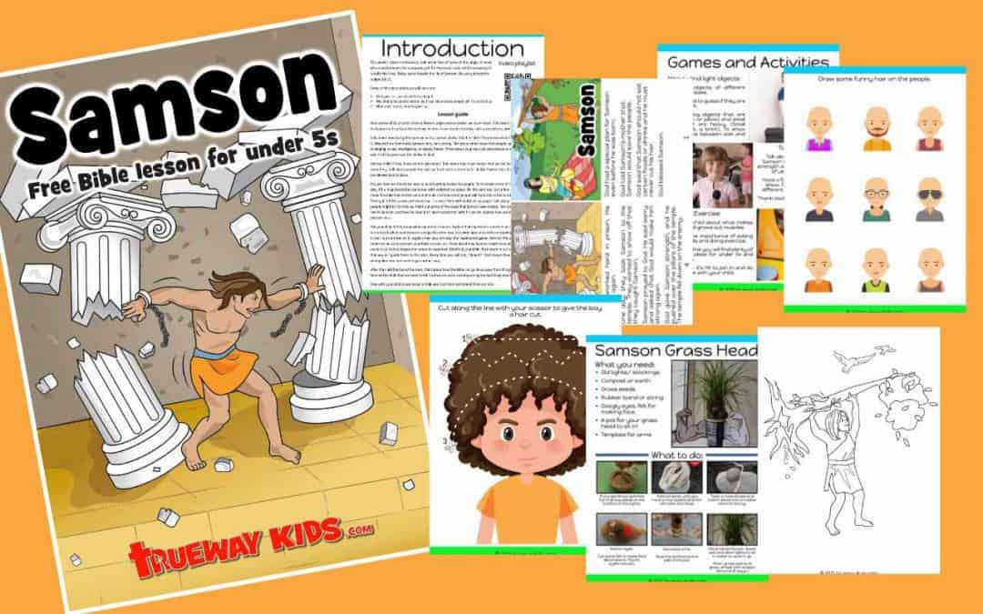 Samson Bible lesson for under 5s. Learn how God gives us special abilities and gifts. Includes story, worksheets, colouring pages, craft and more.