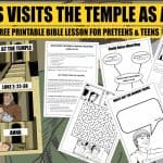 Jesus visits the temple as a boy. Luke 2 Bible lesson for preteens and teens. Worksheets, Bible lesson , study notes, games and activities, coloring pages and more. Ideal for home, youth groups and church Bible studies. LUKE 2: 41-52 Bible lesson for youth