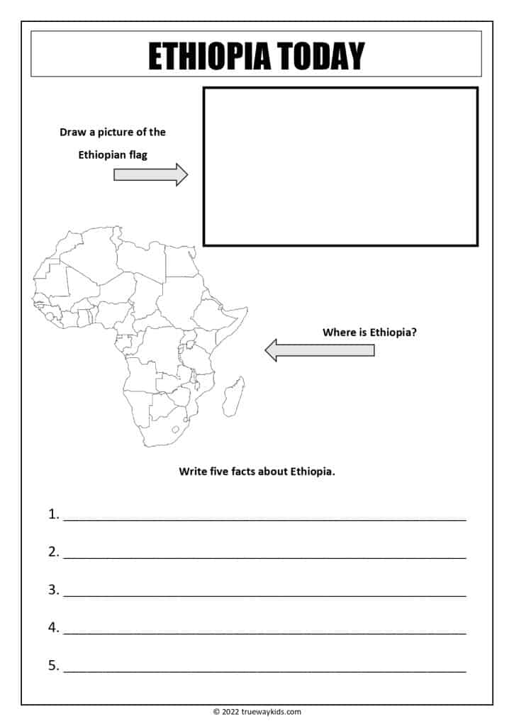 Learn about Ethiopia today - Worksheet for teens