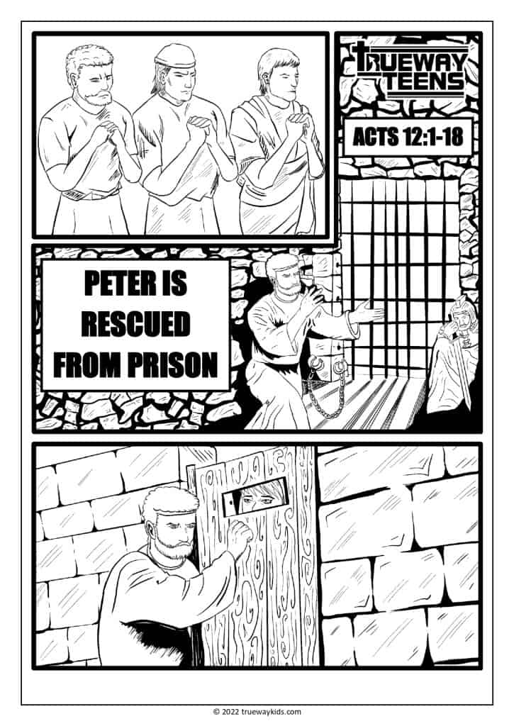 Peter was rescued from prison  - coloring page for teens