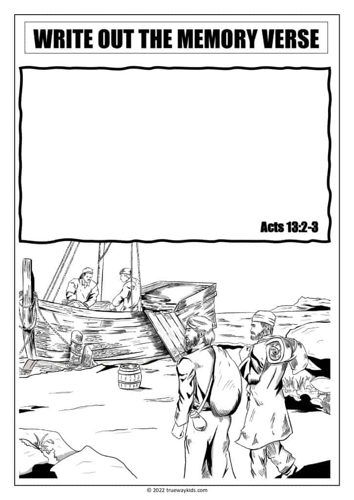 Paul's Missionary Journey in Acts 13 Bible memory verse worksheet for teens