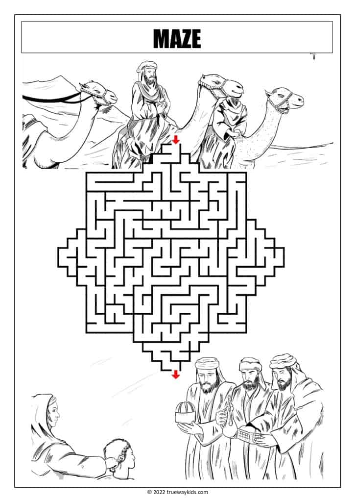 The wise men for the star - Maze worksheet for teens